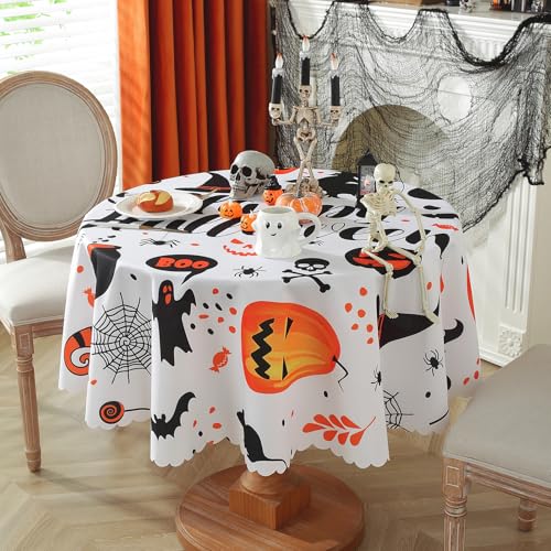 meioro Halloween Tischdecken, 150cm Durchmesser Kürbis Fledermaus Hallowmas Tischdecke, Rechteck dekorative Tischdecke, Allerheiligen Tag Küche Tischdecke für Party,Festival Feier,Home Tischdekoration meioro Halloween Tischdecken, 150cm Durchmesser Kürbis Fledermaus Hallowmas Tischdecke, Rechteck dekorative Tischdecke, Allerheiligen Tag Küche Tischdecke für Party,Festival Feier,Home Tischdekoration von meioro