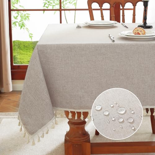 meioro Rechteckige Tischdecke, Wasserbeständige mit Lotuseffekt Quaste Tischtuch Polyester Tischabdeckung, Wasserdicht Tischdecken Tischschutz für Küche Esszimmer Bankett Dekoration (Khaki,140x220cm) meioro Rechteckige Tischdecke, Wasserbeständige mit Lotuseffekt Quaste Tischtuch Polyester Tischabdeckung, Wasserdicht Tischdecken Tischschutz für Küche Esszimmer Bankett Dekoration (Khaki,140x220cm) von meioro