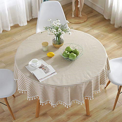 meioro Runde Tischdecke Gestreifte Tischdecken Fringe Tischläufer Einfache und Elegante Heimtextilien für den Innen- und Außenbereich von meioro