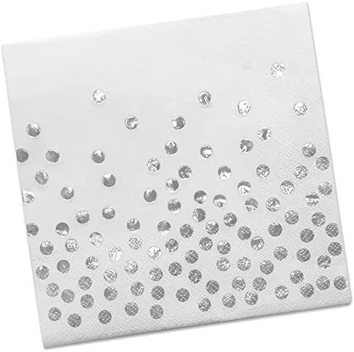 meioro Servietten für Hochzeitsfeier, Einweg-Cocktail-Papierservietten, 2-lagig Serviette, mit Roségoldfolie Polka Dot Konfetti für Abendessen Geburtstags dekoration(20 Stück, Whitepaper Silberpunkte) meioro Servietten für Hochzeitsfeier, Einweg-Cocktail-Papierservietten, 2-lagig Serviette, mit Roségoldfolie Polka Dot Konfetti für Abendessen Geburtstags dekoration(20 Stück, Whitepaper Silberpunkte) von meioro