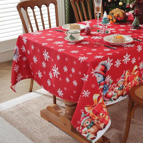meioro Weihnachtstag Tischdecke, Schneeflocke Weihnachtsmann Rechteck Tischwäsche, wasserdichte Polyester Tischdecke, Xams Küche Tischdekoration für Festival Party, Abendessen(Schneemann,150x220cm) meioro Weihnachtstag Tischdecke, Schneeflocke Weihnachtsmann Rechteck Tischwäsche, wasserdichte Polyester Tischdecke, Xams Küche Tischdekoration für Festival Party, Abendessen(Schneemann,150x220cm) von meioro