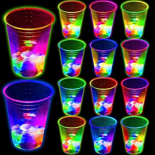 meishuneu 16 Unzen leuchtende Partybecher für Indoor-Outdoor-Party-Event-Spaß, blinkende Farbe, leuchtende Becher für Nachtveranstaltungen, Gastgeschenke, Dekorationen, leuchtende Becher von meishuneu