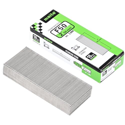 meite 18 Gauge Edelstahl-Brad-Nägel, 5,1 cm, 18 GA, 304 Edelstahl, kleine Finishing-Nagelpistolen-Nägel für pneumatische, elektrische Nagelpistole (2.000 Stück) von meite