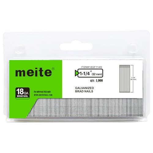 meite 18 Gauge stauchkopfnägel, 32mm 18GA Stauchkopfnägel Brad Verzinkte Kleine Nagelpistolennägel für Druckluftnagler, Elektrische Nagelpistole (1.000 Stück) von meite