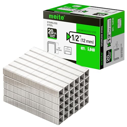 meite 20 Gauge 1/2 Zoll Krone Heftklammern in Edelstahl 304, 1/2 Zoll Länge 50 Serie, 5.000 Stück/Box (1) von meite