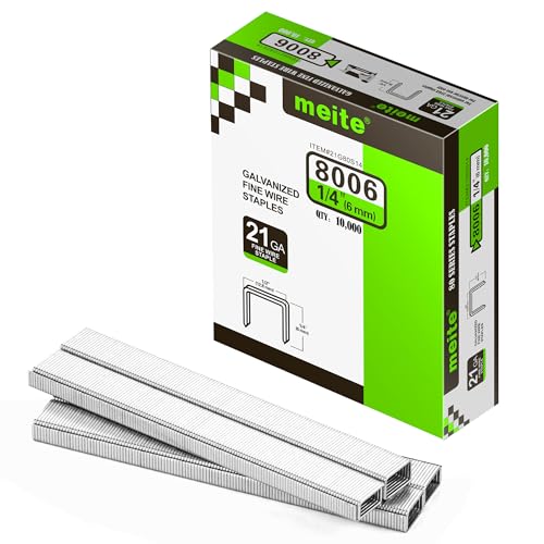 meite 21 Gauge 1/2 Zoll Krone 1/4 Zoll Beinlänge verzinkter feiner Draht Heftklammern Polsterklammern für MT8016 Heftgerät 10.000 Stück/Box (1 Box) von meite