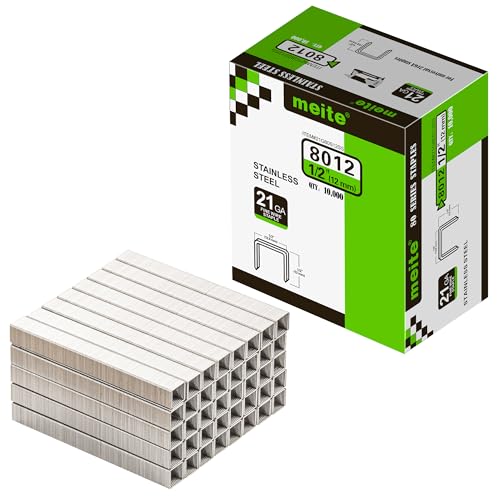 meite 8012SS Typ 80 Polsterklammern für Heftpistole 12mm Länge Edelstahl Klammern für Teppich, Arbeitsbox, Kabel, Schuppen, Zaun (10.000 Stück) von meite