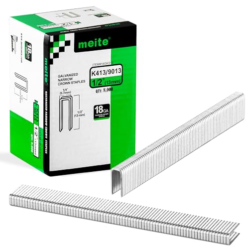 meite Klammern 13 mm, 18 Gauge Tackerklammern, 5,7 x 13 mm – 8.000 Stück verzinkte Heavy-Duty Heftklammern für Polsterarbeiten, geeignet für elektrische oder pneumatische Drucklufttacker meite Klammern 13 mm, 18 Gauge Tackerklammern, 5,7 x 13 mm – 8.000 Stück verzinkte Heavy-Duty Heftklammern für Polsterarbeiten, geeignet für elektrische oder pneumatische Drucklufttacker von meite