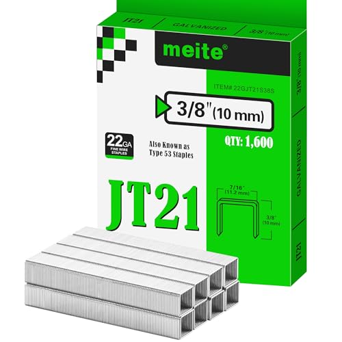 meite Tackerklammern Typ 53, 10 mm verzinkte Klammern Typ 53 JT21 für Handtacker & Elektrotacker, 1.600 Stück, 11,2 mm Rückenbreite, 0,75 mm Drahtstärke, ideal für Polster, Basteln & Möbel meite Tackerklammern Typ 53, 10 mm verzinkte Klammern Typ 53 JT21 für Handtacker & Elektrotacker, 1.600 Stück, 11,2 mm Rückenbreite, 0,75 mm Drahtstärke, ideal für Polster, Basteln & Möbel von meite