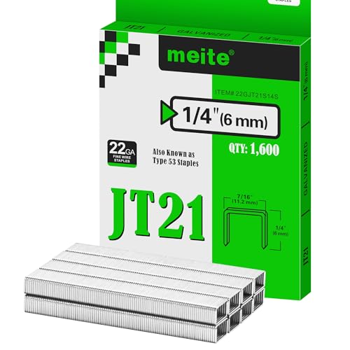 meite Tackerklammern Typ 53, 6 mm verzinkte Klammern Typ 53 JT21 für Handtacker & Elektrotacker, 1.600 Stück, 11,2 mm Rückenbreite, 0,75 mm Drahtstärke, ideal für Polster, Basteln & Möbel meite Tackerklammern Typ 53, 6 mm verzinkte Klammern Typ 53 JT21 für Handtacker & Elektrotacker, 1.600 Stück, 11,2 mm Rückenbreite, 0,75 mm Drahtstärke, ideal für Polster, Basteln & Möbel von meite