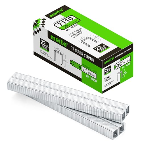 meite Tackerklammern Typ 71/10 mm, 22 Gauge, Typ 71, 9 mm Rückenbreite, 10 mm Länge, Verzinkte Polster-Heftklammern – für Feindraht-Tacker (10.020 Stück) von meite