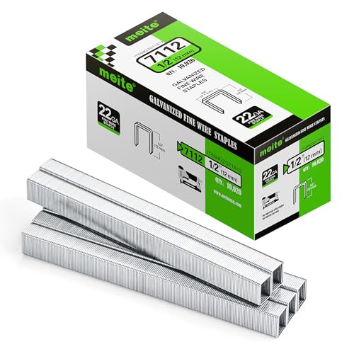 meite Tackerklammern Typ 71/12 mm, 22 Gauge, Typ 71, 9 mm Rückenbreite, 12 mm Länge, Verzinkte Polster-Heftklammern – für Feindraht-Tacker (10.020 Stück) von meite