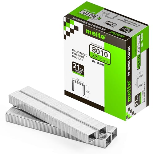 meite Typ 80 Tackerklammern für Drucklufttacker, 10 mm Länge, verzinkte Heftklammern für Teppiche, Sofastoffe, Leder/Textilien, Autositze und Tischlerarbeiten (10.000 Stück) von meite