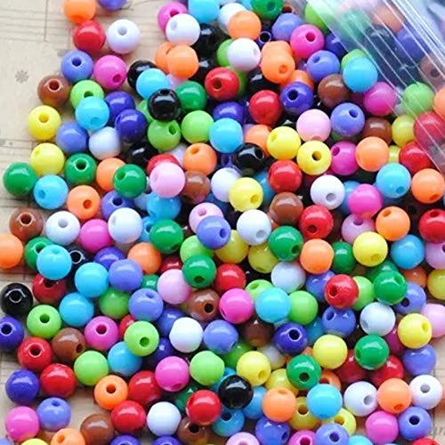 Bunte Beads Perlen, 600PCS Acrylperlen zum Auffädeln, Acryl Lose Perlen, Runde Perlen mit Loch, Kunststoff Bastelperlen, Acrylperlen Matt zum Auffädeln für Schmuck Handwerk DIY Basteln (6/8/10MM) von mellystore