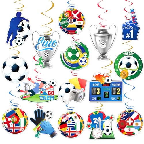 Fußball EM 2024 Deko 16 Stück Fußball Hängende Wirbel, Deckenhänger Spiral Fussball Deko, Fussball Geburtstag Deko für EM Olympische Sportvereine Bar Geburtstag Party Deko Fußball EM 2024 Deko 16 Stück Fußball Hängende Wirbel, Deckenhänger Spiral Fussball Deko, Fussball Geburtstag Deko für EM Olympische Sportvereine Bar Geburtstag Party Deko von mellystore