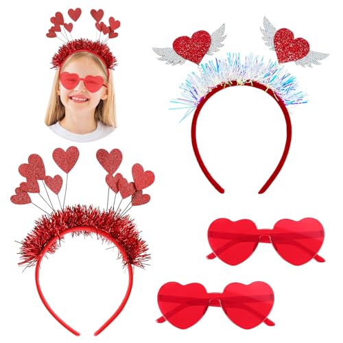 Herz Haarreif Rot 2pcs Liebe Herz Haarreifen mit 2pcs Retro Randlose Herzform Brille Partybrille, Blink Haarreif Herzen Pailletten Herz Stirnband Amor Kostüm Damen für Kinder Erwachsene Valentinstag Herz Haarreif Rot 2pcs Liebe Herz Haarreifen mit 2pcs Retro Randlose Herzform Brille Partybrille, Blink Haarreif Herzen Pailletten Herz Stirnband Amor Kostüm Damen für Kinder Erwachsene Valentinstag von mellystore