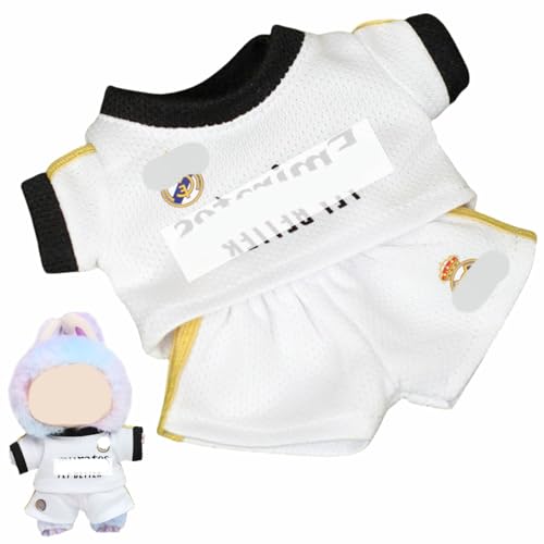 Kleidung für 17cm Puppe Outfits, Puppenkleidung Puppen Fußball Trikots Bekleidungs für Kinder Geschenke Jungen Mädchen Keine Puppe Enthalten(Weiß) von mellystore