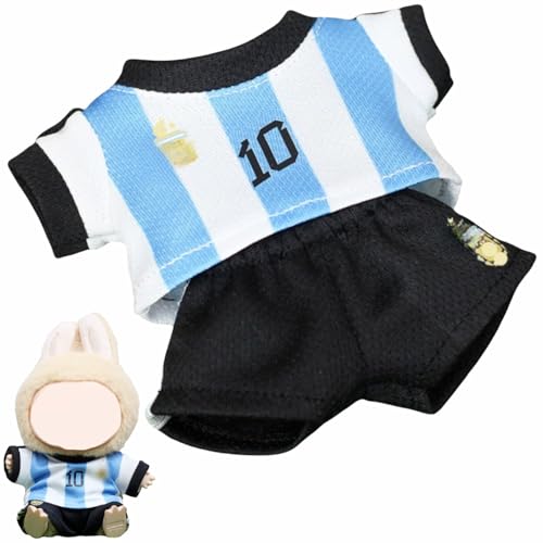 Kleidung für 17cm Puppe Outfits, Puppenkleidung Puppen Fußball Trikots Bekleidungs für Kinder Geschenke Jungen Mädchen Keine Puppe Enthalten (Blau) von mellystore