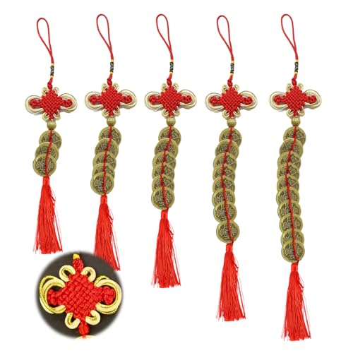 Chinesischer Knoten Glücksmünzen,Mengger 5 Stück Chinesische Münzen Feng Shui,I-Ching Münzen,Rote Schnur Knoten Glücksbringer, Glücksquasten, Reichtum Gesundheit Chinesischer Knoten Glücksmünzen,Mengger 5 Stück Chinesische Münzen Feng Shui,I-Ching Münzen,Rote Schnur Knoten Glücksbringer, Glücksquasten, Reichtum Gesundheit von mengger