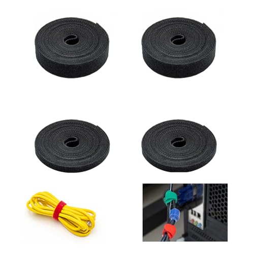 Mengger Klettband, 20m [10m*1cm /10m*2cm] Kabelbinder Klett Klett Kabelbinder Kabelbinder Klettverschluss Klettkabelbinder Kabel Klettband Klett Klebeband Kabelbinder Schwarz Klettband Beidseitig von mengger