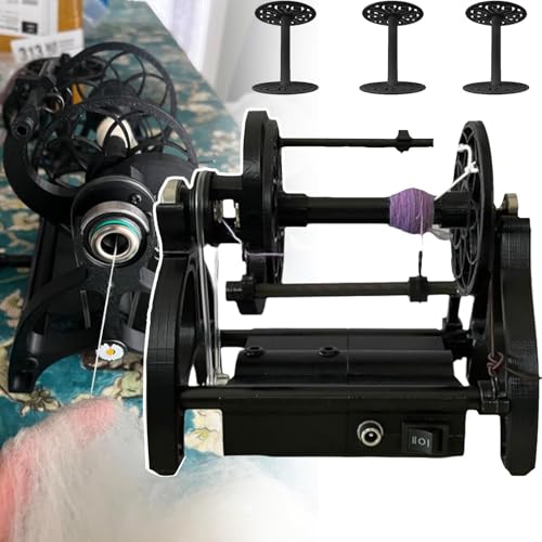 Kompakter Elektrischer Wollspinner | Elektrische Wickelmaschine | 12-V-Garnspinnrad | 4 Oz (120 G) FaserkapazitäT | Einstellbare Geschwindigkeit (0-800 U/Min) | Zum Spinnen Und Weben,Black von menglanchang