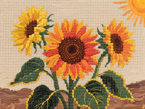 mengzhiyi 11CT Kreuzstich Set Vorgedruckt Blumen Kreuzstich-Kit Stickset Für Anfänger Erwachsene Diy Kreuzstiche Nadelspitzen-Sets 40x50cm von mengzhiyi