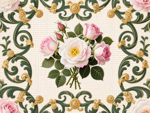 mengzhiyi Kreuzstich Set Vorgedruckt, Blumen Stickbilder Vorgedruckt Kreuzstich Stickpackungen Stickpackung Cross Stitch Embroidery Kit Stickset Sticken Set 11CT 40x50cm von mengzhiyi