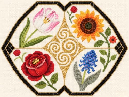 mengzhiyi Kreuzstich Set Vorgedruckt, Blumen Stickbilder Vorgedruckt Kreuzstich Stickpackungen Stickpackung Cross Stitch Embroidery Kit Stickset Sticken Set 11CT 40x50cm von mengzhiyi