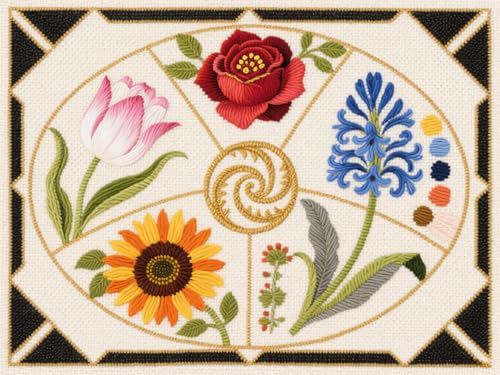 mengzhiyi Stickerei-Kreuzstich-Set, Blumen Kreuzstich Stickpackungen Vorgedruckt, 11CT DIY Stickpackung Set Gestempelt mit Gedrucktem Muster, Starter-Set 40x50cm von mengzhiyi