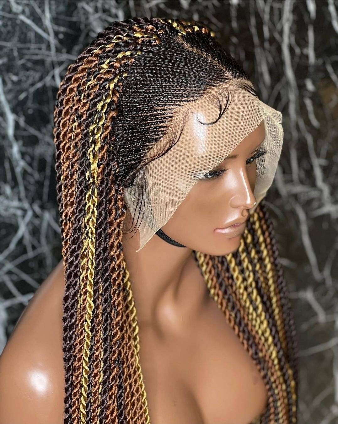 Geflochtene Perücke, Cornrow-Perücke, Box Geflochtene Perücke Mit Gekräuselten Spitzen, Lace-Front-Perücke, Faux Locs Wig Goddess Passion Twists Geflochtene Perücke, Cornrow-Perücke, Box Geflochtene Perücke Mit Gekräuselten Spitzen, Lace-Front-Perücke, Faux Locs Wig Goddess Passion Twists von merithairs
