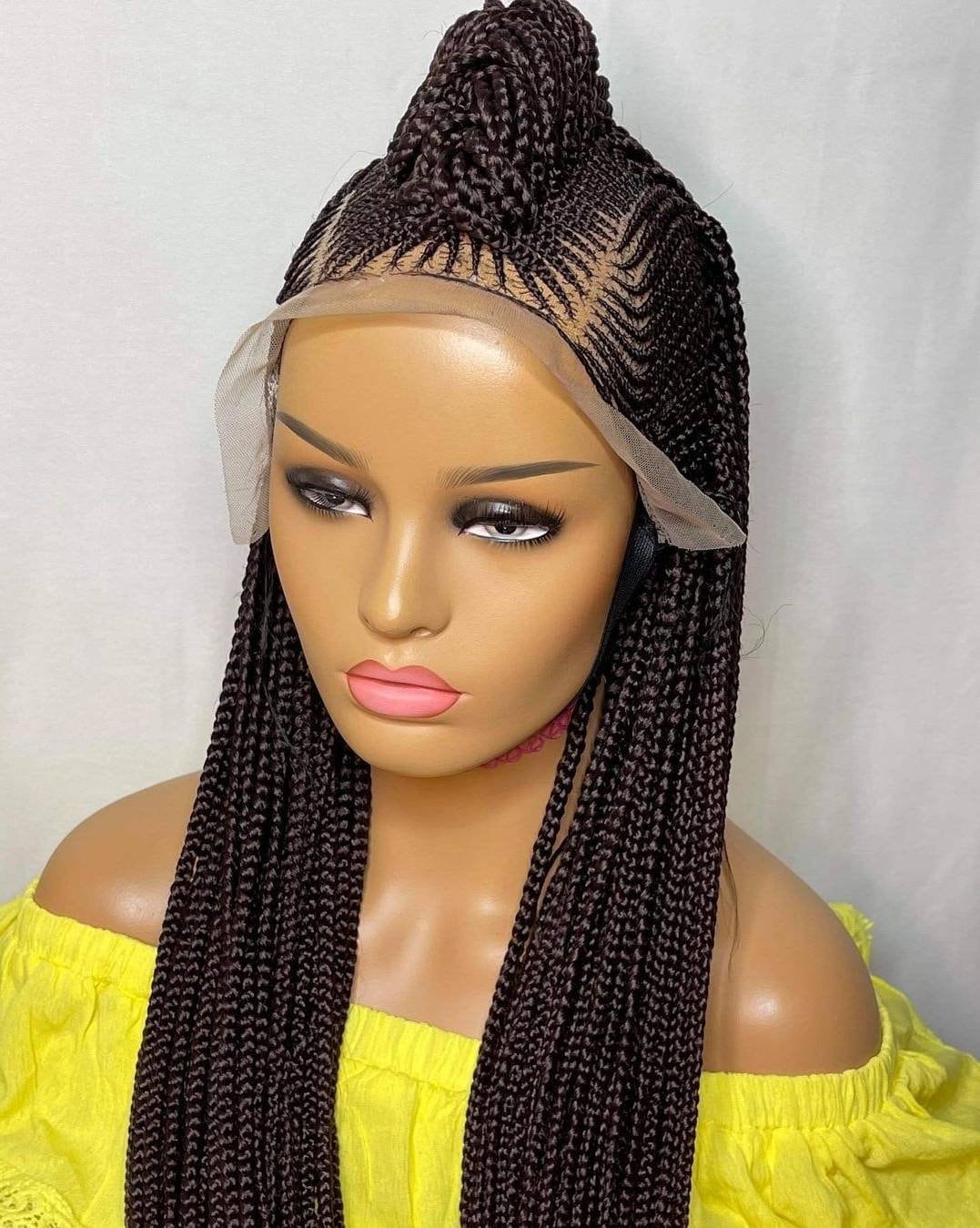 Geflochtene Perücke, Cornrow Perücke Box Geflochtene Ombre Perücken Leidenschaft Twists Faux Locs Goddess Senegalese Lace Front von merithairs