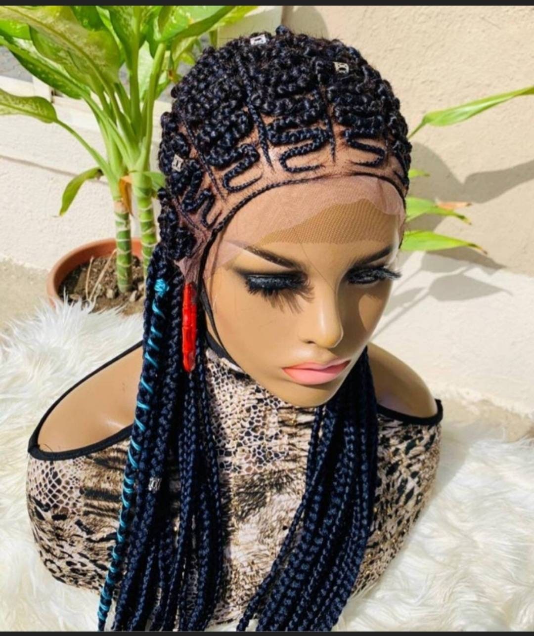 Geflochtene Perücke, Cornrow Perücke Box Geflochtene Ombre Perücken Leidenschaft Twists Faux Locs Goddess Senegalese Lace Front von merithairs