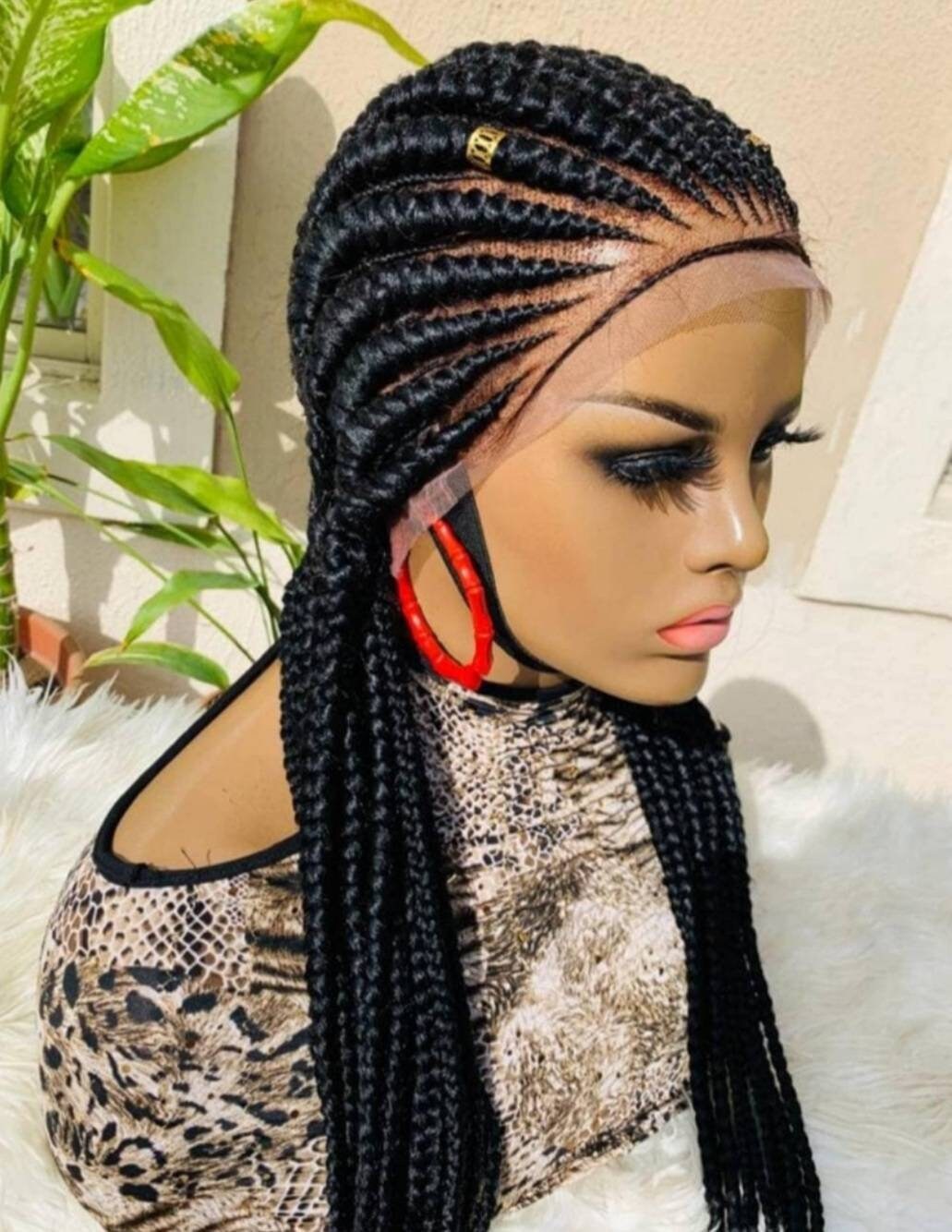 Geflochtene Perücke, Cornrow Perücke Box Geflochtene Ombre Perücken Leidenschaft Twists Faux Locs Goddess Senegalese Lace Front von merithairs