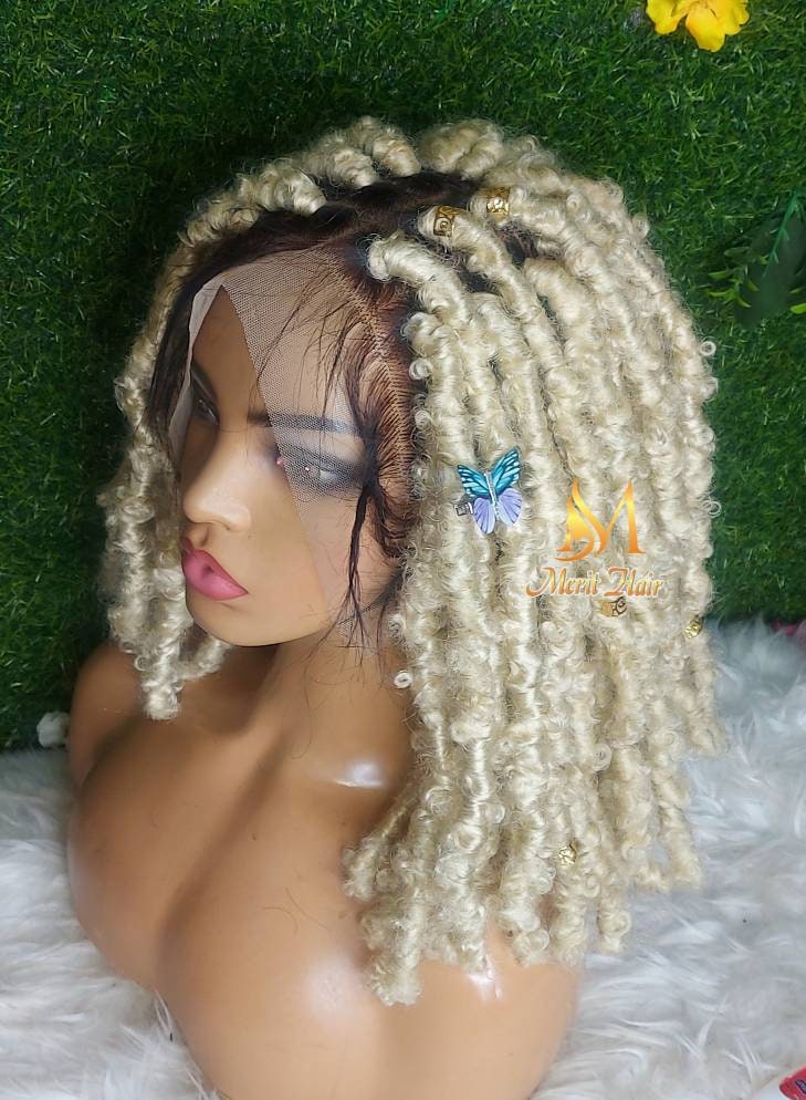 Schmetterling Lox Perücke, Dreadlocks Perücke Göttin Dreads Weiche Geflochtene Faux Locs Cornrow Leidenschaft Twists von merithairs