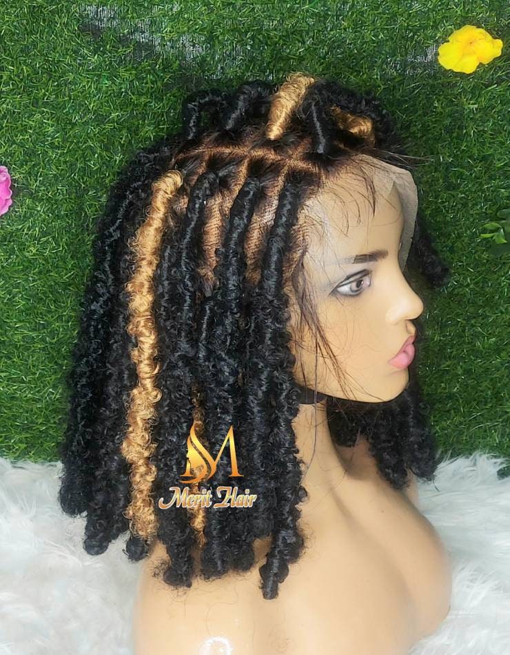 Schmetterling Lox Perücke, Dreadlocks Perücke Göttin Dreads Weiche Geflochtene Faux Locs Cornrow Leidenschaft Twists von merithairs