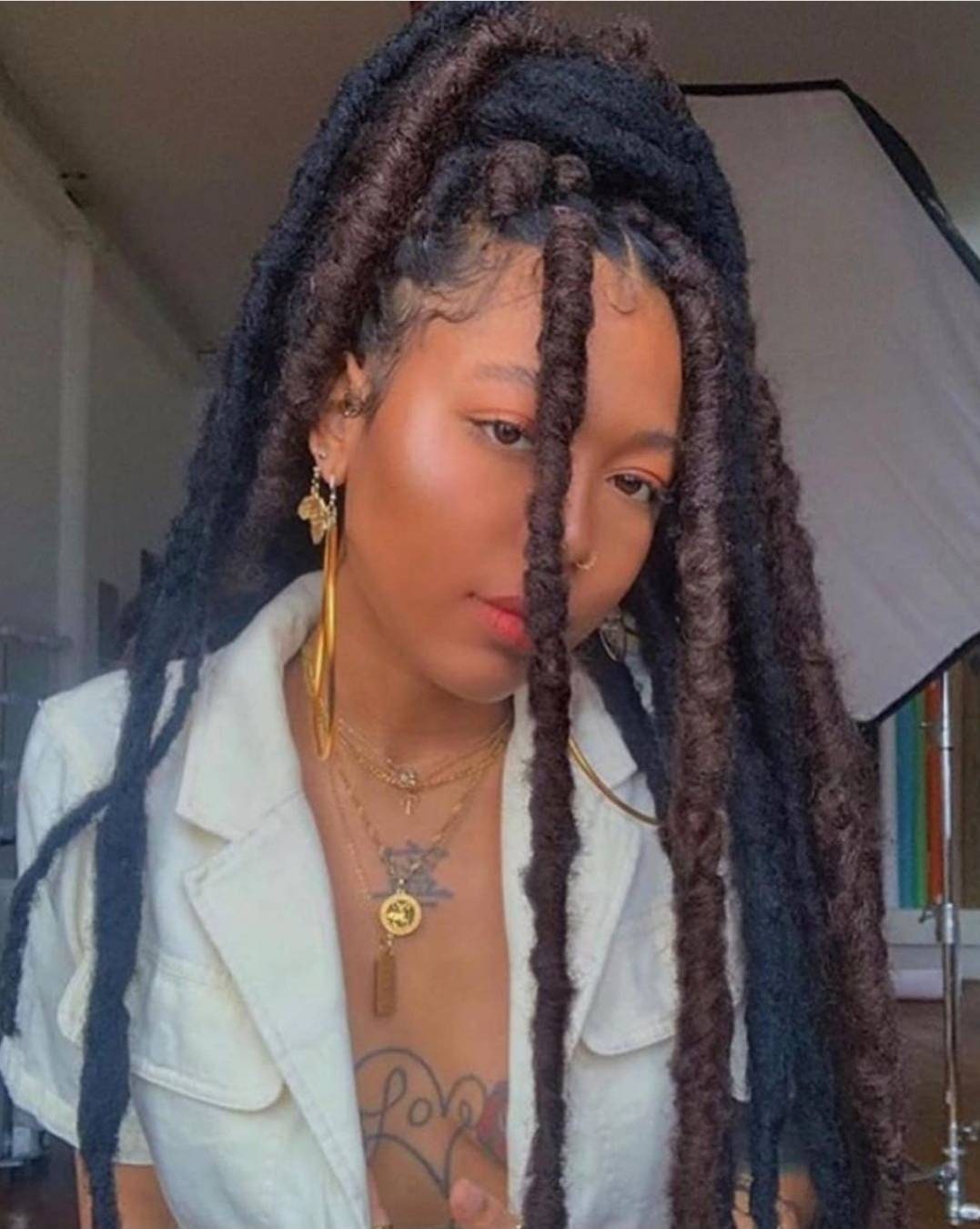 Volle Spitze Jumbo Locs Perücke, Dreadlocks Perücke Göttin Dreads Weiche Geflochtene Cornrow Leidenschaft Twists von merithairs