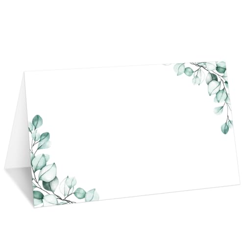 Platzkarten mit Eukalyptus-Grün, 25 Stück, Zelt-Namenskarten für den Tisch, Lebensmittel-Etikett für Hochzeit, Babyparty, Geburtstag, Abendessen, Partyzubehör -007 von mermermu