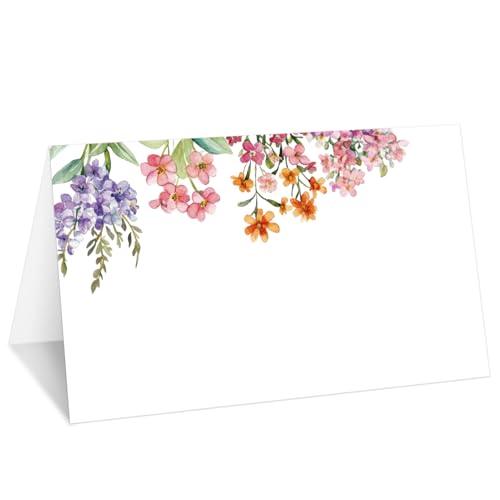 Platzkarten mit Wildblumen, Set mit 25 Zelt-Namenskarten für den Tisch, Lebensmitteletikett für Hochzeit, Babyparty, Geburtstag, Abendessen, Partyzubehör -025 von mermermu