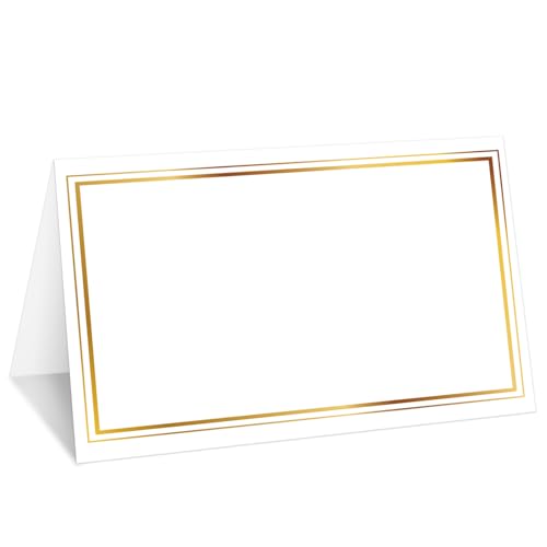 Tischkarten mit Goldfolienrand, 25 Stück, Zelt-Namenskarten für den Tisch, Lebensmitteletikett für Hochzeit, Babyparty, Geburtstag, Abendessen, Partyzubehör -010 von mermermu