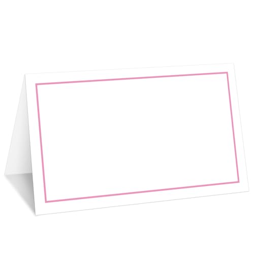 Tischkarten mit rosafarbenem Rand, Set mit 25 Zelt-Namenskarten für den Tisch, Lebensmitteletikett für Hochzeit, Babyparty, Geburtstag, Dinner-Partyzubehör -009 von mermermu
