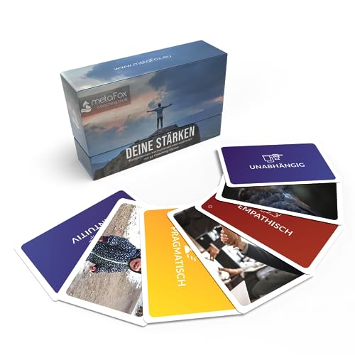 metaFox Deine Stärken | 52 Stärkenkarten für Coaching, Workshops & Teambuilding | Hochwertige Coachingkarten mit Stärken, Symbolen und Bildern, kompaktes Format und stabile Verarbeitung metaFox Deine Stärken | 52 Stärkenkarten für Coaching, Workshops & Teambuilding | Hochwertige Coachingkarten mit Stärken, Symbolen und Bildern, kompaktes Format und stabile Verarbeitung von metaFox
