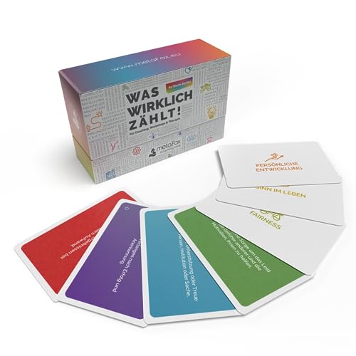 metaFox "Was wirklich zählt! - 80 Wertekarten für Coaching, Workshops & Therapie - Für Life Coaching, Act Therapy Cards, Personal Values Cards und Therapy Tool von metaFox