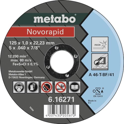 Metabo Novorapid Inox Trennscheiben 1 Stück (Eisen-, schwefel- und chlorfrei; hart, Qualität: A 46-T, 12200 / min) 616271000 von metabo
