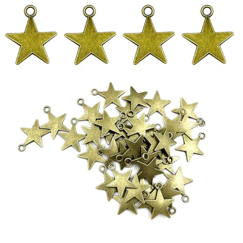 40 Stück bronzefarbene Sternperlen, 22 x 26 mm, Metall-Sternperlen für Schmuckherstellung, Armband, Halskette, Schlüsselanhänger, DIY-Zubehör von metulip