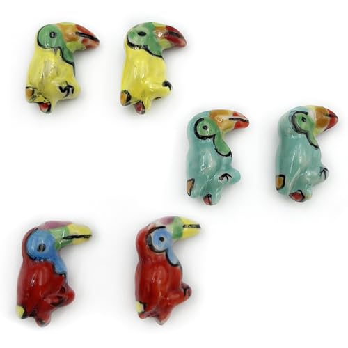 6 x Papageienperlen aus Keramik 6 x Papageienperlen aus Keramik von metulip