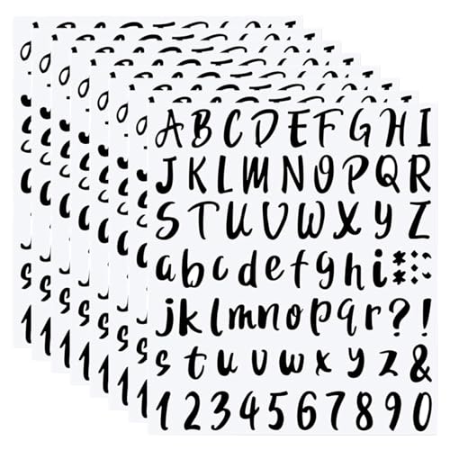 8 Bögen 2,5 cm große schwarze Buchstabenaufkleber, selbstklebende Alphabet-Aufkleber, Briefkasten-Zahlen, Aufkleber, Namensaufkleber, kursive Buchstaben-Aufkleber, Vinyl-Buchstaben-Aufkleber für von metulip