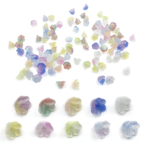 Glasblumen-Perlen, bunte Glasperlen, Trompeten-Perlen für Armbänder, Glockenblumen, Abstandshalter für Schmuckherstellung, 100 Stück von metulip