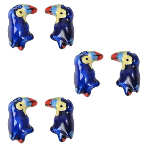 Papageien-Porzellanperlen, handgefertigt, Vogel-Keramikperlen für Schmuckherstellung, Armbänder, Halsketten, Schlüsselanhänger, Basteln, Tier-Abstandshalter, 6 Stück von metulip