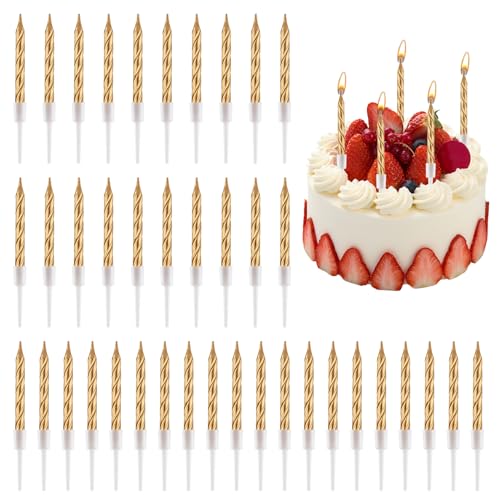 50 Stück Spiral-Kuchenkerzen in Champagner Gold, Geburtstagskerzen Metallische Finish, Kurze Dünne Cupcake Kerzen mit Haltern, Ideal für Geburtstag, Hochzeit und Partydekorationen, Geruchsfreiem 50 Stück Spiral-Kuchenkerzen in Champagner Gold, Geburtstagskerzen Metallische Finish, Kurze Dünne Cupcake Kerzen mit Haltern, Ideal für Geburtstag, Hochzeit und Partydekorationen, Geruchsfreiem von meukcez