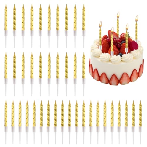 50 Stück Spiral-Kuchenkerzen in Gold, Geburtstagskerzen Metallische Finish, Kurze Dünne Cupcake Kerzen mit Haltern, Ideal für Geburtstag, Hochzeit und Partydekorationen, Geruchsfreiem 50 Stück Spiral-Kuchenkerzen in Gold, Geburtstagskerzen Metallische Finish, Kurze Dünne Cupcake Kerzen mit Haltern, Ideal für Geburtstag, Hochzeit und Partydekorationen, Geruchsfreiem von meukcez